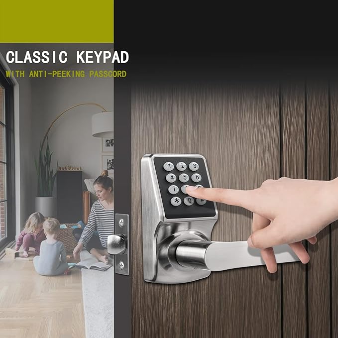 Keypad Door Lock with Handle, Digital Door Lock with Keypad Set, Keyless Entry - Image 6