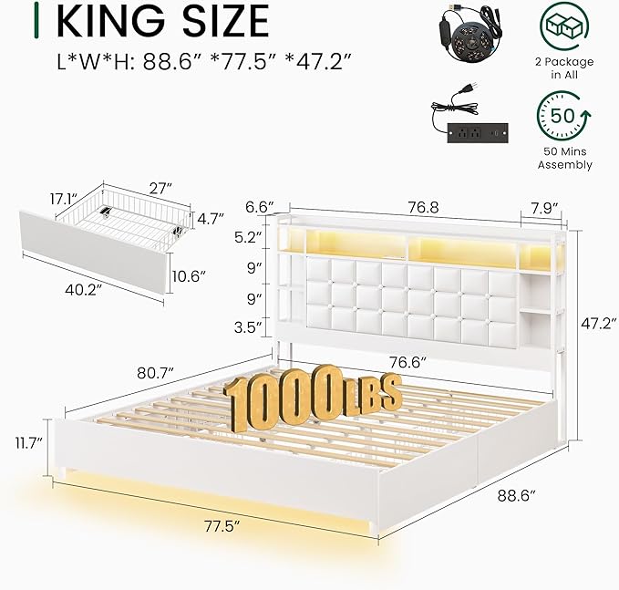 LARMACE King Size Bed Frame - Image 2
