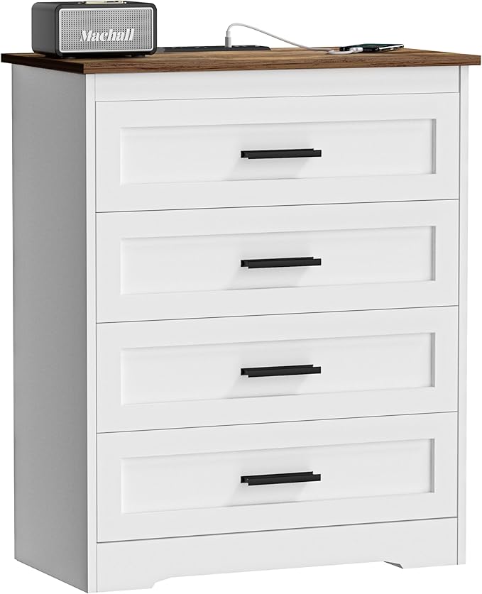 Farmhouse 4 Drawers Dresser for Bedroom Rustic Chest of Drawers by Unknown