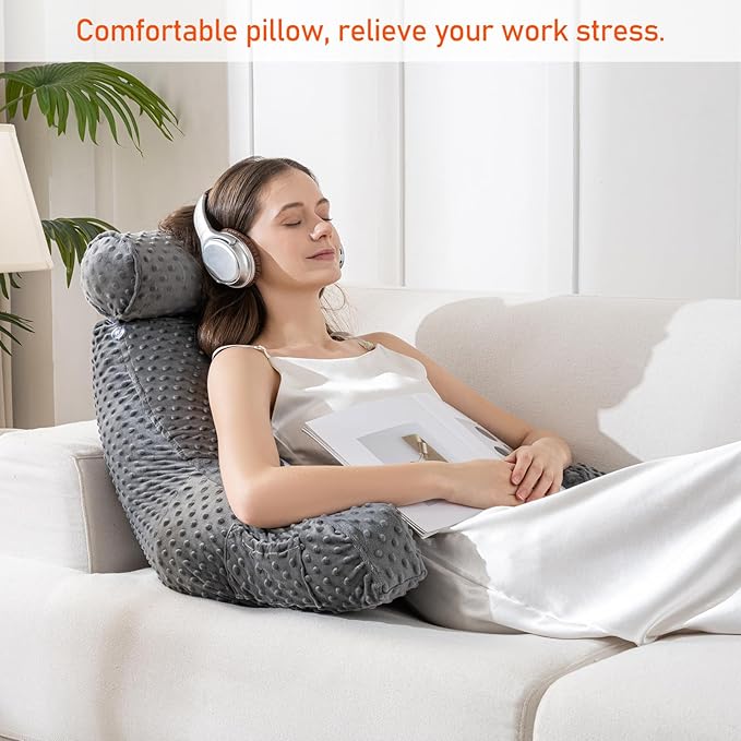 Reading Pillow for Sitting in Bed, Extra Large Backrest Support Cushion - Image 2