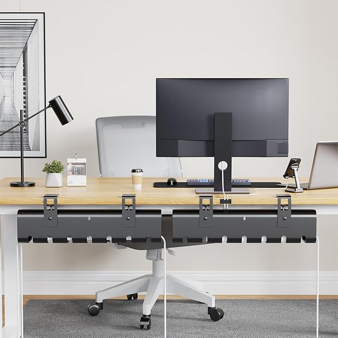 Under Desk Cable Management Tray No-Drill 2 Pack 16.9‘’ Wire Cord Organizers - Image 7