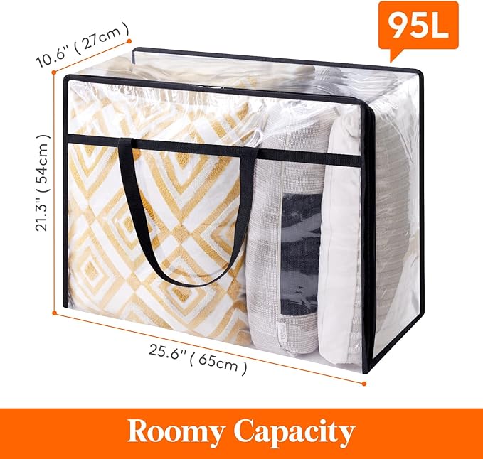 Lifewit 4 Pack Clear Clothes Storage Bags, 95L Plastic Blanket Storage Bag - Image 3