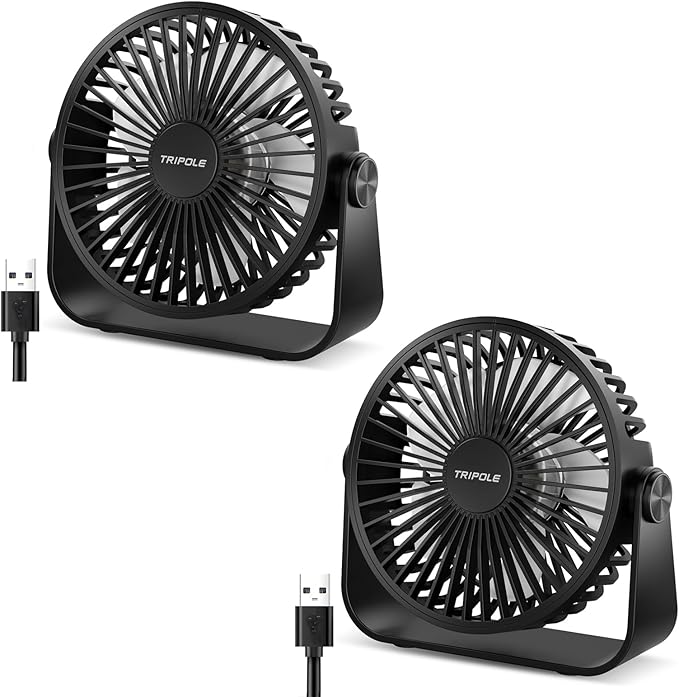 TriPole USB Desk Fan Portable Mini Fan Powerful 3 Speeds Wind Personal Desktop by TriPole