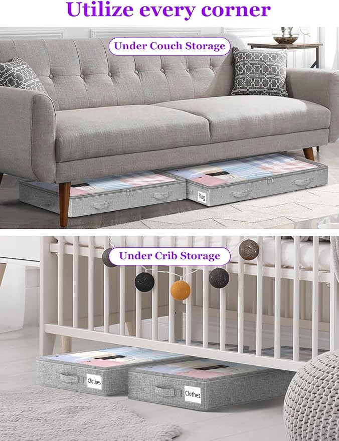 Under Bed Storage, Below 4 Inches High Underbed Storage Containers Low Profile - Image 7