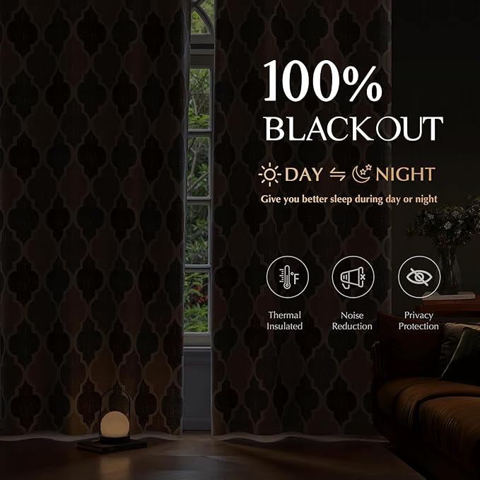 Beauoop 100% Blackout Curtains 72 Inches Long 2 Panels - Image 2