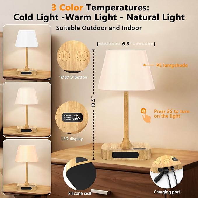 Outdoor Table Lamp - 8000mAh Cordless Rechargeable Battery - Image 2