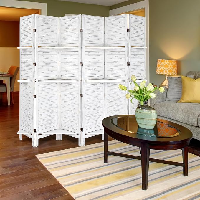Bonnlo Wood Room Divider Privacy Screen, 5.9 Ft Tall Folding Partition Wall - Image 7