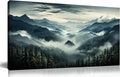 Large Living Room Wall Art Foggy Green Forest Artwork by ANCXWOTER