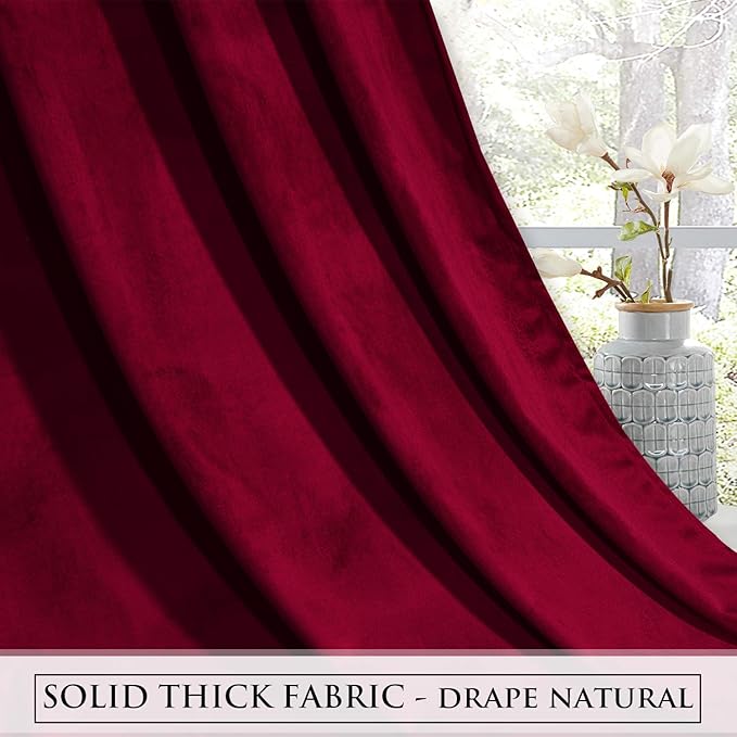 StangH 102 inches Long Red Velvet Curtains Thermal Insulated - Image 8