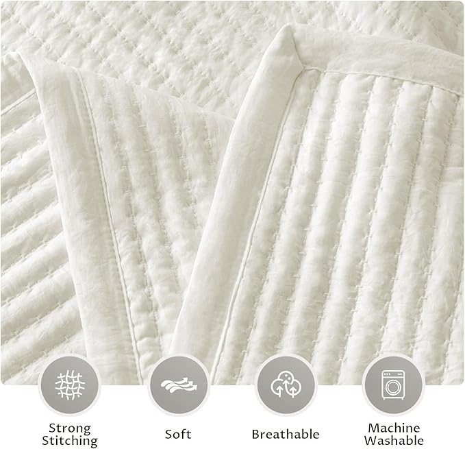 KASENTEX Queen Quilt Set 90"x90" – Soft Washed 3-Layer Lightweight Bedspread - Image 4
