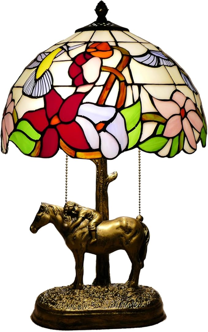 2 Lights Tiffany Table Lamp Stained Glass Table Lamp Victorian Bedside Lamp - Image 7