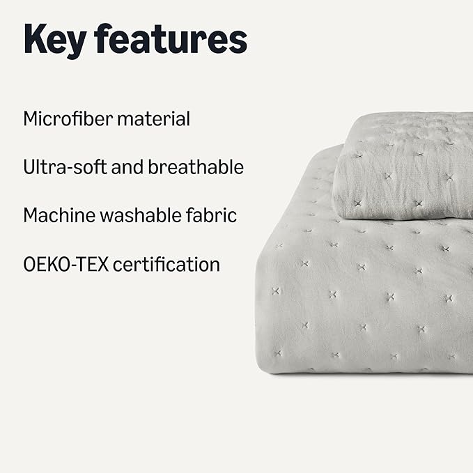 Amazon Basics Brushed Microfiber Quilt Set, Extra Soft - Image 2