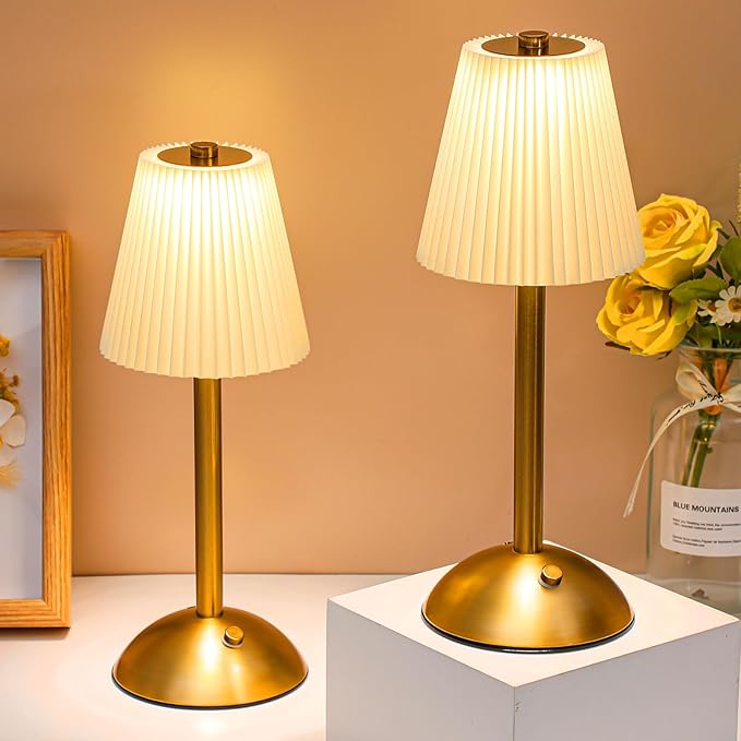 Liliful 1 Pcs Cordless Table Lamp Rechargeable Touch LED Small Gold Portable by Liliful