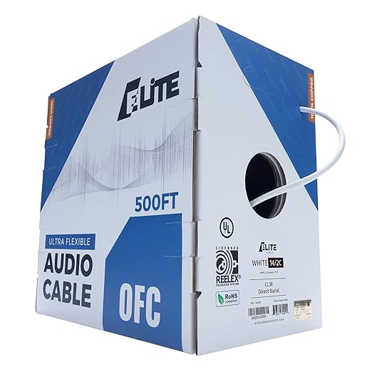 14/2 Audio Speaker Wire Cable, 14AWG/2-Conductor, UL Listed, by InfinityCableProducts