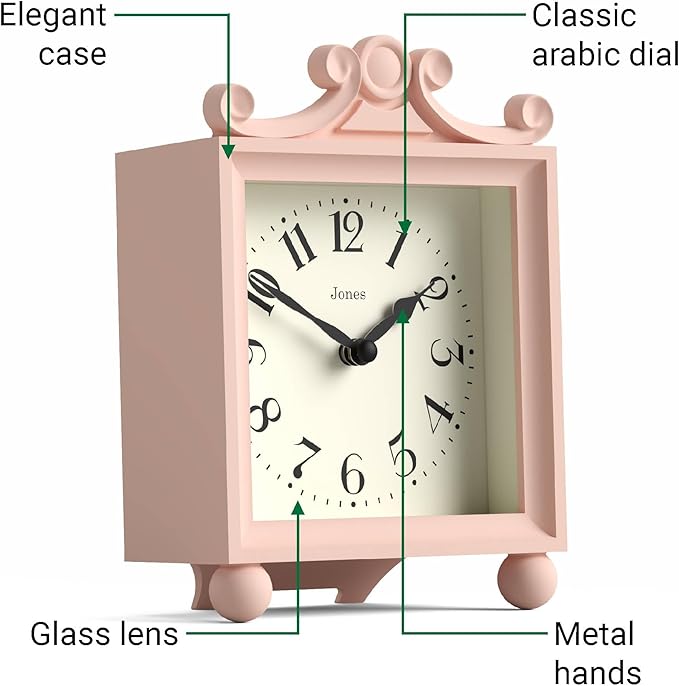 JONES CLOCKS® Parlour Mantel Clock | Classic Carriage Clock | Rose Pink | - Image 6