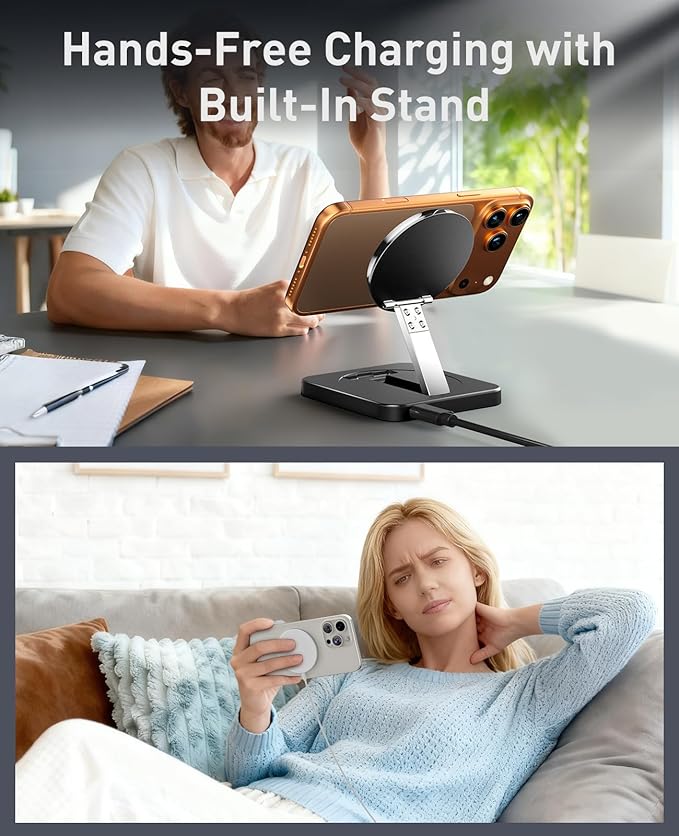 Magnetic Wireless Charger, 15W Foldable Fast Charging Stand - Image 7