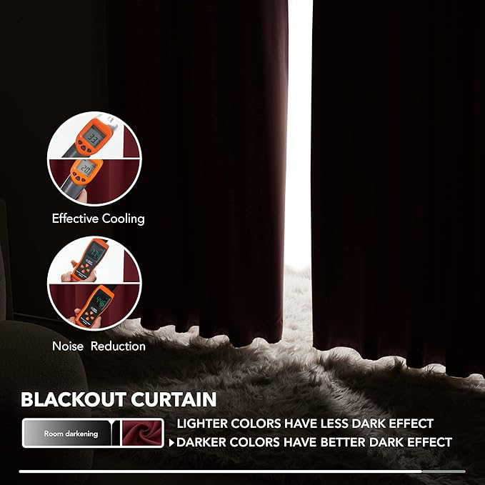 Deconovo Rod Pocket and Back Tab Curtains Solid Thermal Insulated Blackout - Image 5