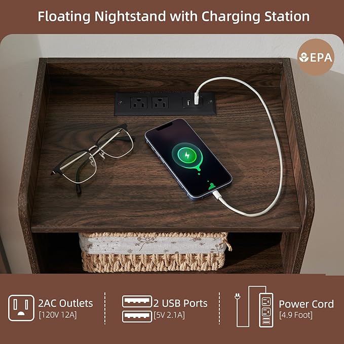 Modern Fluted Floating Nightstand Wall Mounted - Image 4