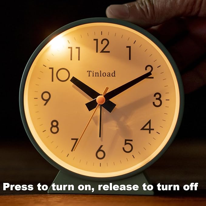 4.5" Battery Operated Antique Retro Analog Alarm Clock, Small Silent Bedside - Image 5