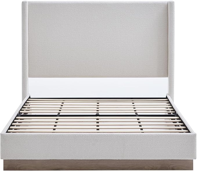 Full Size Upholstered Platform Bed Frame, 52.5" Tall Headboard Hosford Wingback - Image 9