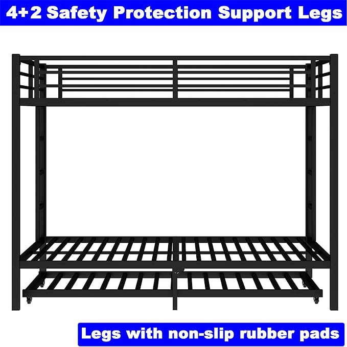 Upgraded Version Thicken Stronger Metal Heavy-Duty Queen Over Queen Bunk Bed - Image 6