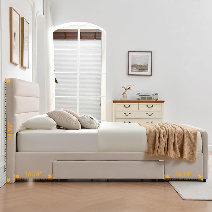 VELOCAVA Full Size Upholstered Platform Bed Frame - Image 5