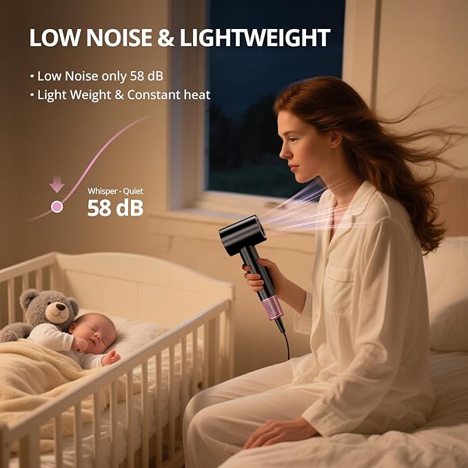 Ionic Hair Dryer with Diffuser and Concentrator- 180000 RPM High Speed Blow - Image 8