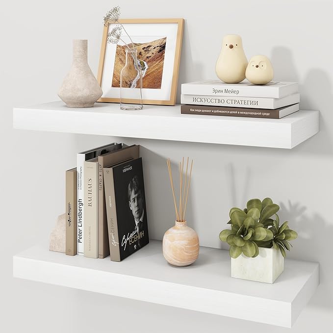 Floating Shelves for Wall, 9.3" Deep Wall Mounted Wood Shelves for Bathroom - Image 4