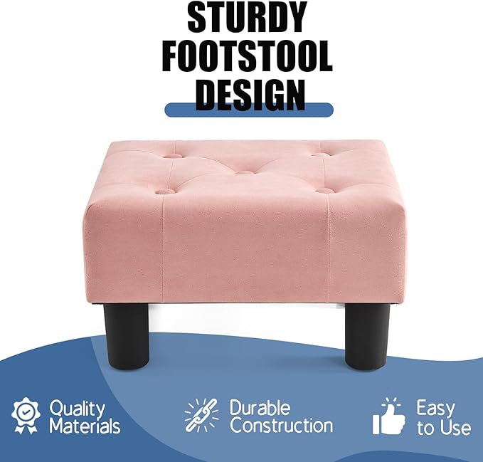 BRIAN & DANY Small Foot Stool, Velvet Foot Stools - Image 4