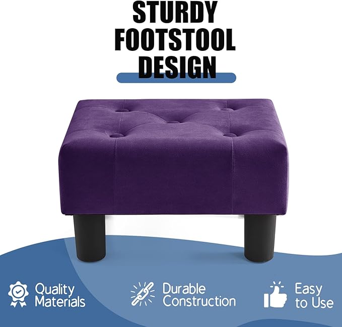 BRIAN & DANY Small Foot Stool, Velvet Foot Stools - Image 4