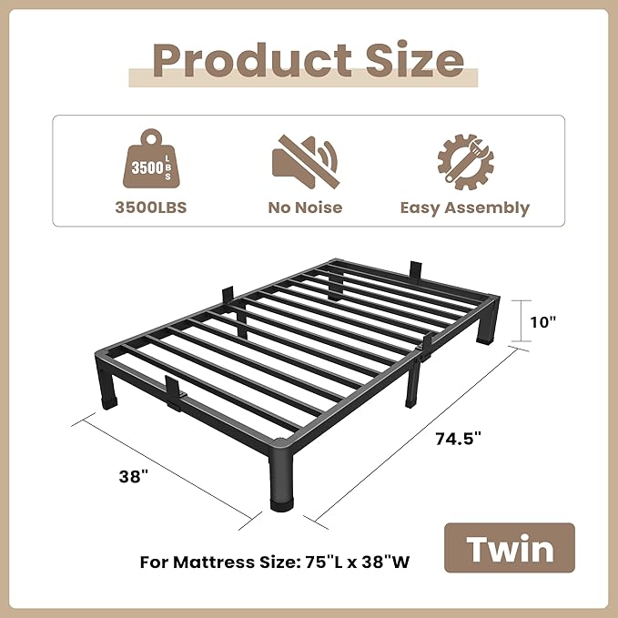 ROIL 10 Inch Twin Bed Frame - Image 2