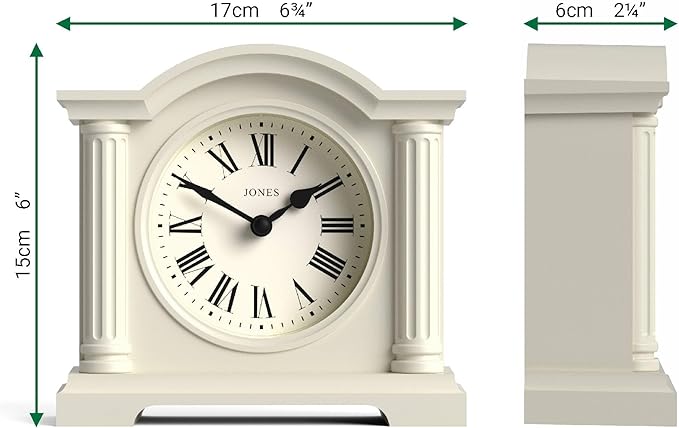 JONES CLOCKS® Kensington Mantel Clock | Classic Arch top Clock | Pale Cream | - Image 4