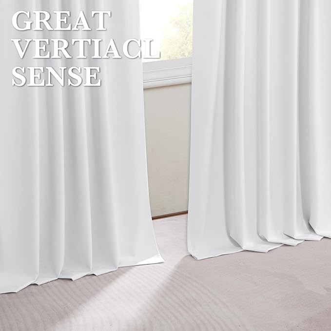 RYB HOME 100% Blackout White Velvet Curtains - Image 7