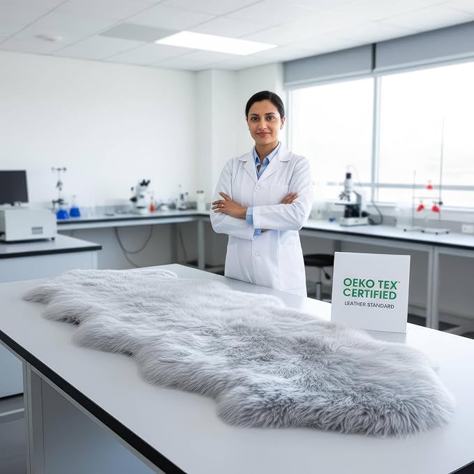 Super Area Rugs Premium Silver Gray Sheepskin Rug Genuine Double 2x6ft Pelt - Image 7
