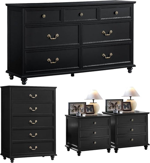 24" Wide Farmhouse Nightstand Set of 2, Farmhouse Furniture Series by Joaxswe