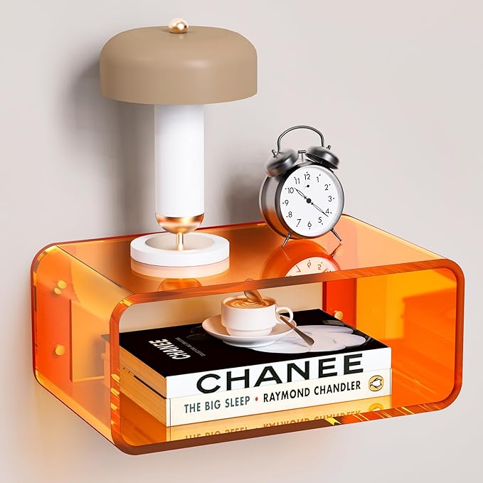 Acrylic Floating Nightstand, Bedside Table, Nightstand Shelf Wall Mounted by AcrylicTable
