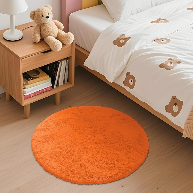 OLANLY Orange Round Rugs for Bedroom - Image 2