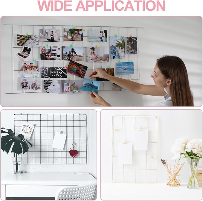 PATIKIL 12"x20" Wire Grid Panel, 2 Pack Board Photo Pictures Memo Display Grid - Image 7
