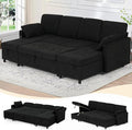 110" Fabric Pull-Out Couch Bed w/Adjustable Backrests, Sectional Sleeper Sofa by LESOFAIR