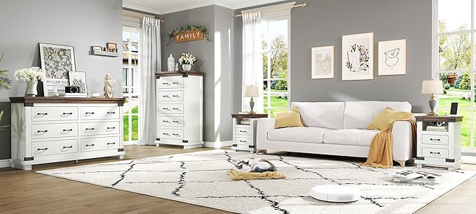 AMERLIFE Farmhouse End Table Set of 2, Heavy Duty Bedside Nightstands - Image 8