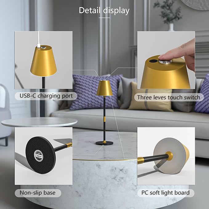 Modern LED CordlessTable Lamp, 4000mAh Rechargeable Battery Desk lamp, 3 Level - Image 7