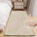 Light Brown Beige Fluffy Faux Rabbit Shag Fur Rugs by ORINOVA