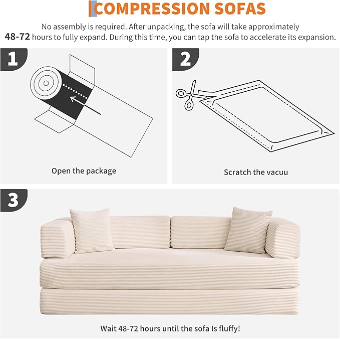 Garvee 5-in-1 Convertible Sofa Bed, 78.8" Modular Corduroy Sleeper - Image 3