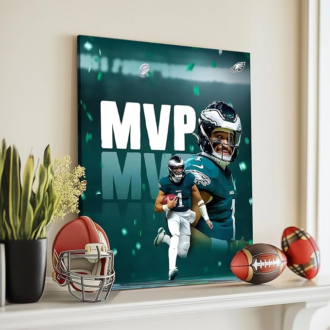 B.B.F MAKE 2025 Super Canvas Bowl Wall Art Champions MVP Hurts Canvas Wall - Image 3