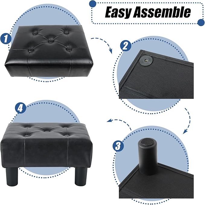 BRIAN & DANY Small Foot Stool, Leather Foot Stools - Image 5