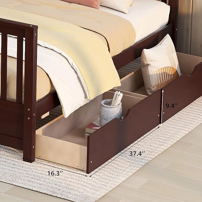 Merax Wood Bunk Bed with Two Drawers, Convertible Wood Bunk Bed with Ladders - Image 5