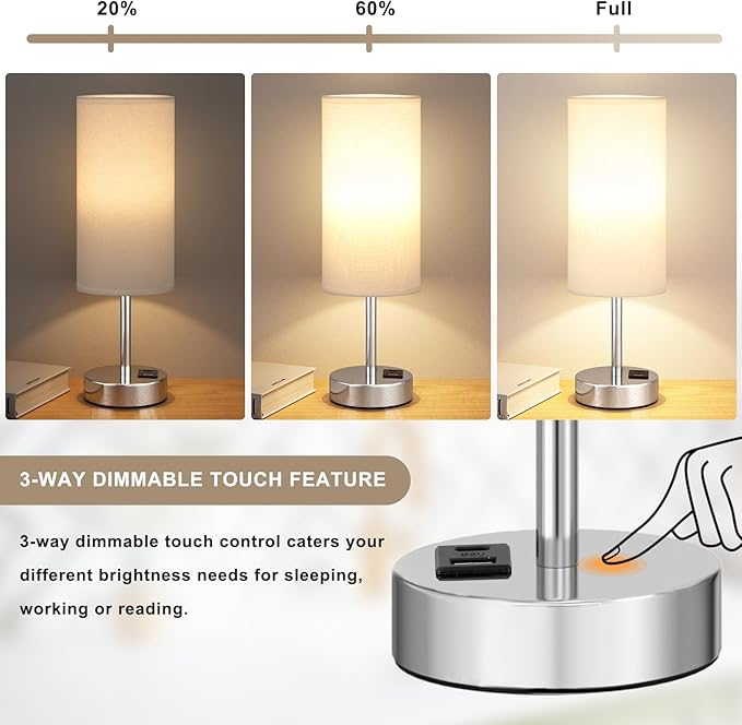 Bedside Table Lamps for Bedroom Set of 2 - Image 4