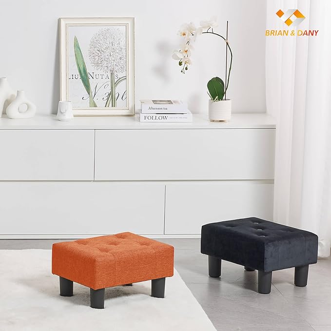 BRIAN & DANY Small Foot Stool, Linen Foot Stools - Image 7