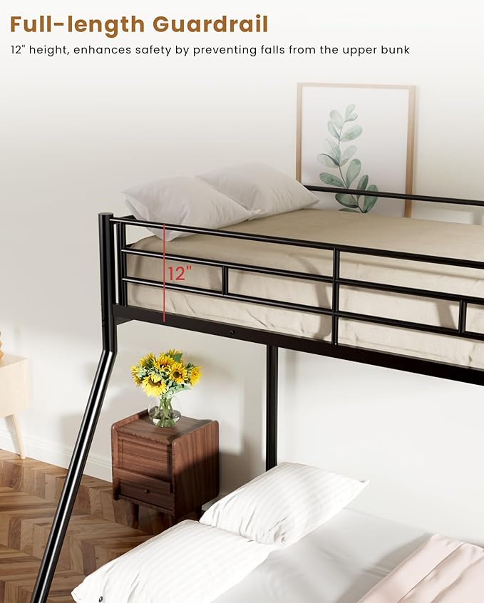 Twin Over Full Bunk Bed for Adults & Kids, Heavy Duty Bunk Beds - Image 4