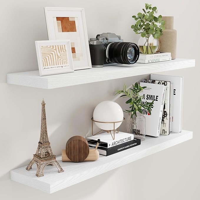 Fun Memories Floating Shelves for Wall, 48 x 9.3 Large Floating Shelf Wall by FunMemories